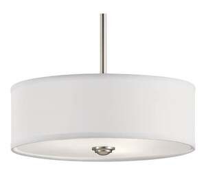 KICHLER SHAILENE 14" 3-LIGHT BRUSHED NICKLE SEMI- FlLUSH DRUM CEALING LIGHT
